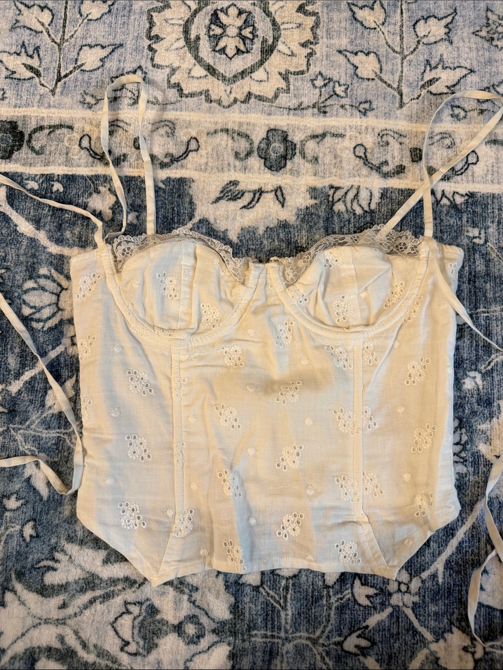 Princess Polly White Eyelet Lace Bustier Cami